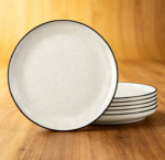 6-Piece White Ceramic Dinner Plate Set | 10.5-inch Microwave Suitable | Versatile for Pasta, Steak, Desserts, and Salads