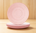 4-Piece Pink Studded Glass Dinner Plate Set | 10.5-inch Vintage Style | Dishwasher Friendly