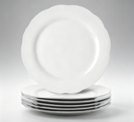 6-Piece Off-White Fan-Shaped Ceramic Dinner Plate Set | 10.6-inch Microwave and Dishwasher Suitable | Perfect Thanksgiving/Christmas Gift